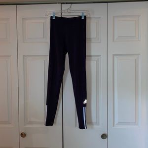 Adidas Black Leggings w/ white stripes
